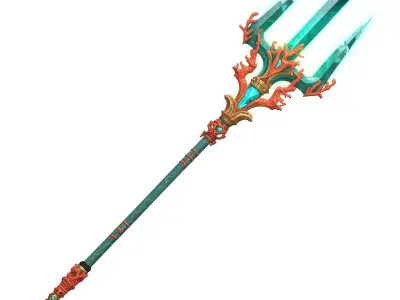 Legendary Trident of Atlantis 3D Model V02 Low-poly 3D model