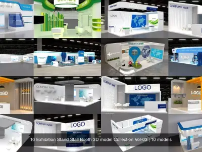 10 Exhibition Stand Stall Booth 3D model Collection Vol-03 3D Model Pack