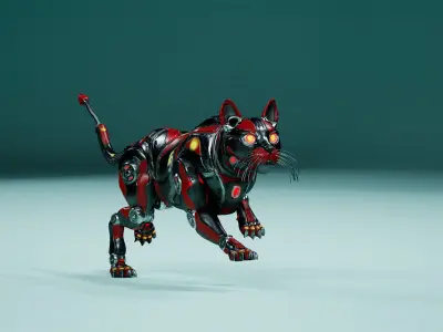 Sci-Fi Cat Low-poly 3D model