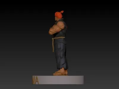 AKUMA street fighter character with hair 3D print model