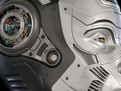 Female Robot Head  3D model