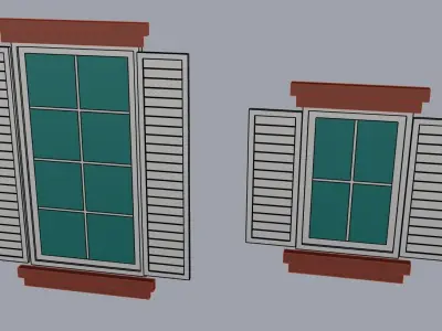 Architectural window with surrounds large and small 3D model