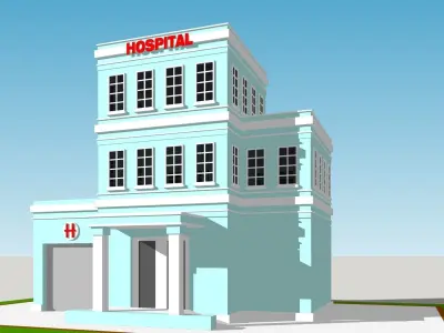 Hospital building Low-poly 3D model