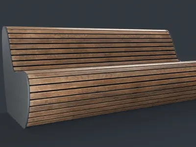 Modern Outdoor Bench 17 PBR Game Ready Low-poly 3D model
