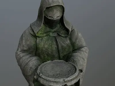 statue 1 of man in robe Low-poly 3D model