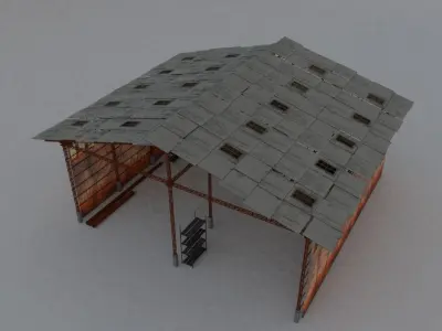 Desert Hangar Low-poly 3D model