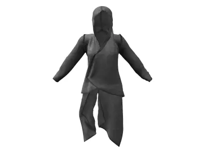Ladies Asymmetric Cutout Layered Hoodie Low-poly 3D model