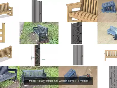 Model Railway House and Garden Items 3D Model Pack