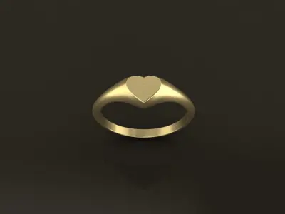 Dainty Thin Signet Heart Round Mix Size 3D print model