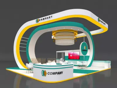 Exhibition Stand Stall 9x9m Height 500 cm 4 Side Open 3D model