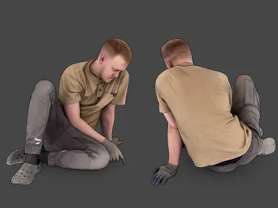 Worker Sitting on the Floor 3D model