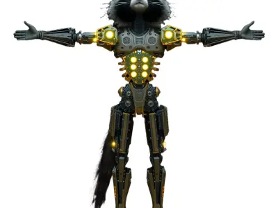 Futuristic Raccoon Cyborg model pack Low-poly 3D model