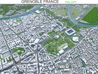 Grenoble City France Low-poly 3D model