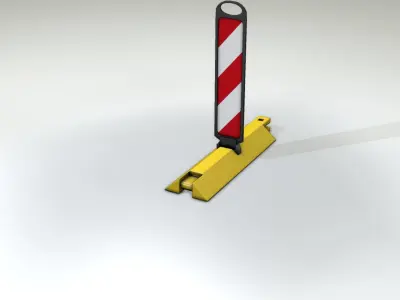 Yellow guide barrier 17 pointing right 628-10 Low-poly 3D model