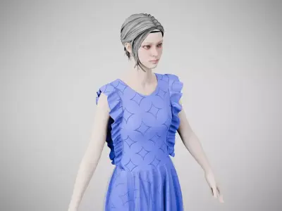 Dress 20 Very Light Blue With Design Low-poly 3D model