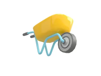 Cartoon Wheelbarrow v1 001 Low-poly 3D model