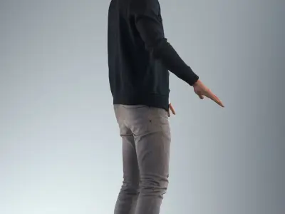 Rigged 3D male in casual attire Low-poly 3D model
