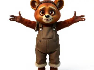 Adorable Bear Cub Character Rigged and Animated for Game Deve... Low-poly 3D model