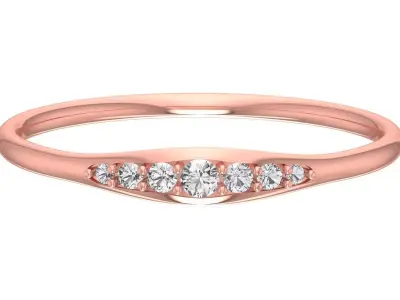 Solitaire Women Light Weight Band Ring 3D print model 2