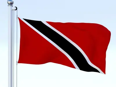 Animated Trinidad and Tobago Flag Low-poly 3D model