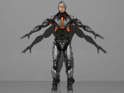 Cyborg man in futuristic suit 3D model