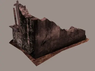 The Corner of the Ruined House Low-poly 3D model