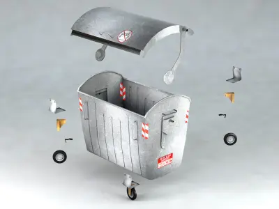 Metal Garbage Container 3D model