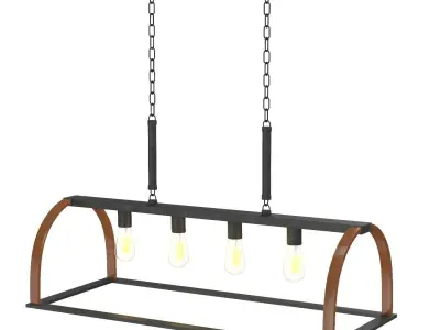 Trestle 4 Light 33 inch Gilded Iron Island Pendant Ceiling Light 3D model