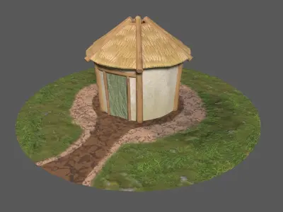 Simple Stylized Hay Hut Low-poly 3D model