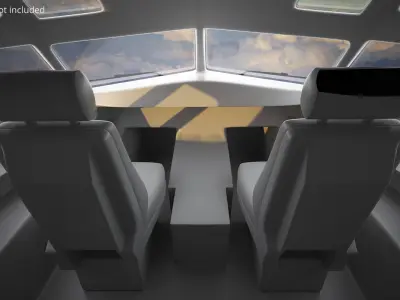  Trijet Passenger Aircraft on Gear White Rigged 