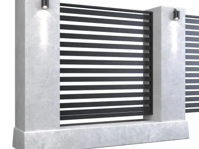 Fence with gate Low-poly 3D model