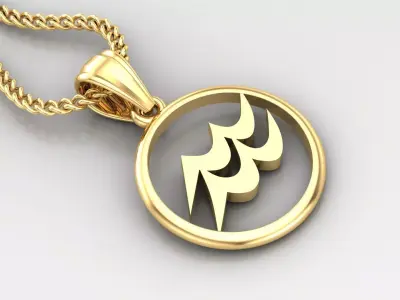 Circle Aquarius Light Gold Pendant Version 6 3D print model