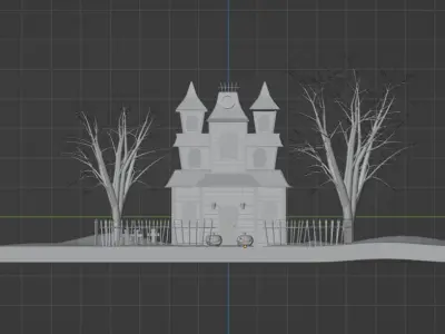 Halloween Haunted House Spooky Low Poly Model 3D model Low-poly 3D model