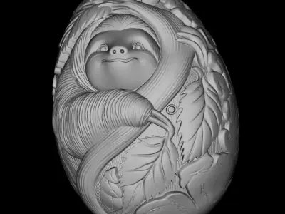 Sloth Wooden Embrace STL 3D Print Model 3D print model