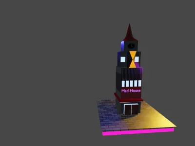 Clock tower Low-poly 3D model
