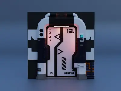 Scifi Door Low-poly 3D model