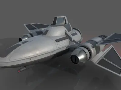 CloudCity Tie custom ship design Low-poly 3D model