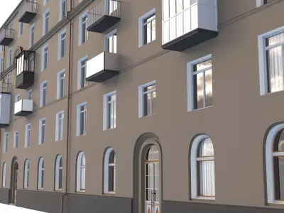 Panel house for the European Street 6 Low-poly 3D model