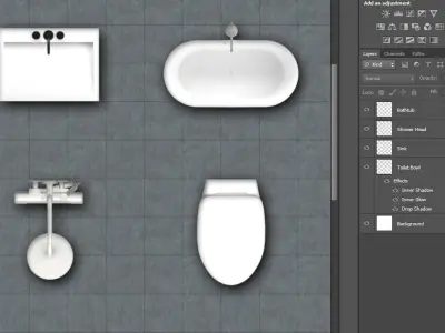 2D Toilet Floorplan Topview PSD 3D model render Free 3D model