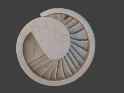 Spiral Stone Staircase Game-Ready 3D Model with PBR Textures Low-poly 3D model