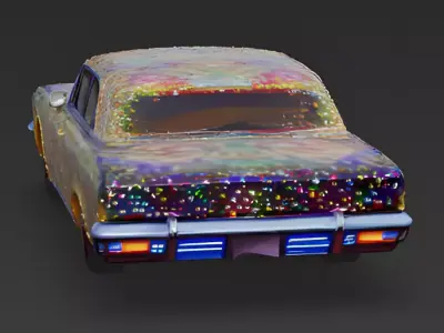 Festive Light-Wrapped Vintage Cruiser Car 3D Model Low-poly 3D model