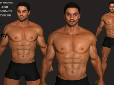 AAA 3D REALISTIC CHARACTER - BASEMESH AFRICAN MUSCULAR MAN 01