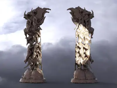 Dantes Inferno Archway pillars mirrored 3D model