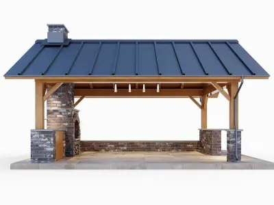 Gazebo with brick oven 3D model