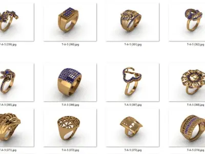 ring 100 pieces drawing 3d rihone drawing ring rings ring  3D print model