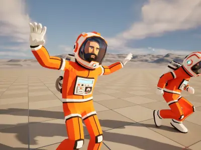 Astronaut in spacesuit low-poly stylized 2 Low-poly 3D model