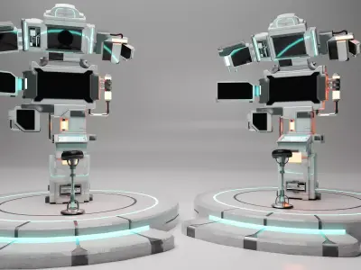 Sci-Fi Control Room Set Low-poly 3D model