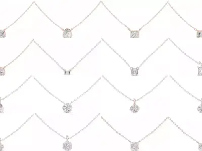 59 Solitaire Diamond Pendant Woman Necklace 3dm STL Video 3D Model Pack