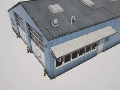 Industrial Workshop Building Garage Low-poly 3D model