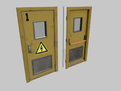 Laboratory door yellow Low-poly 3D model